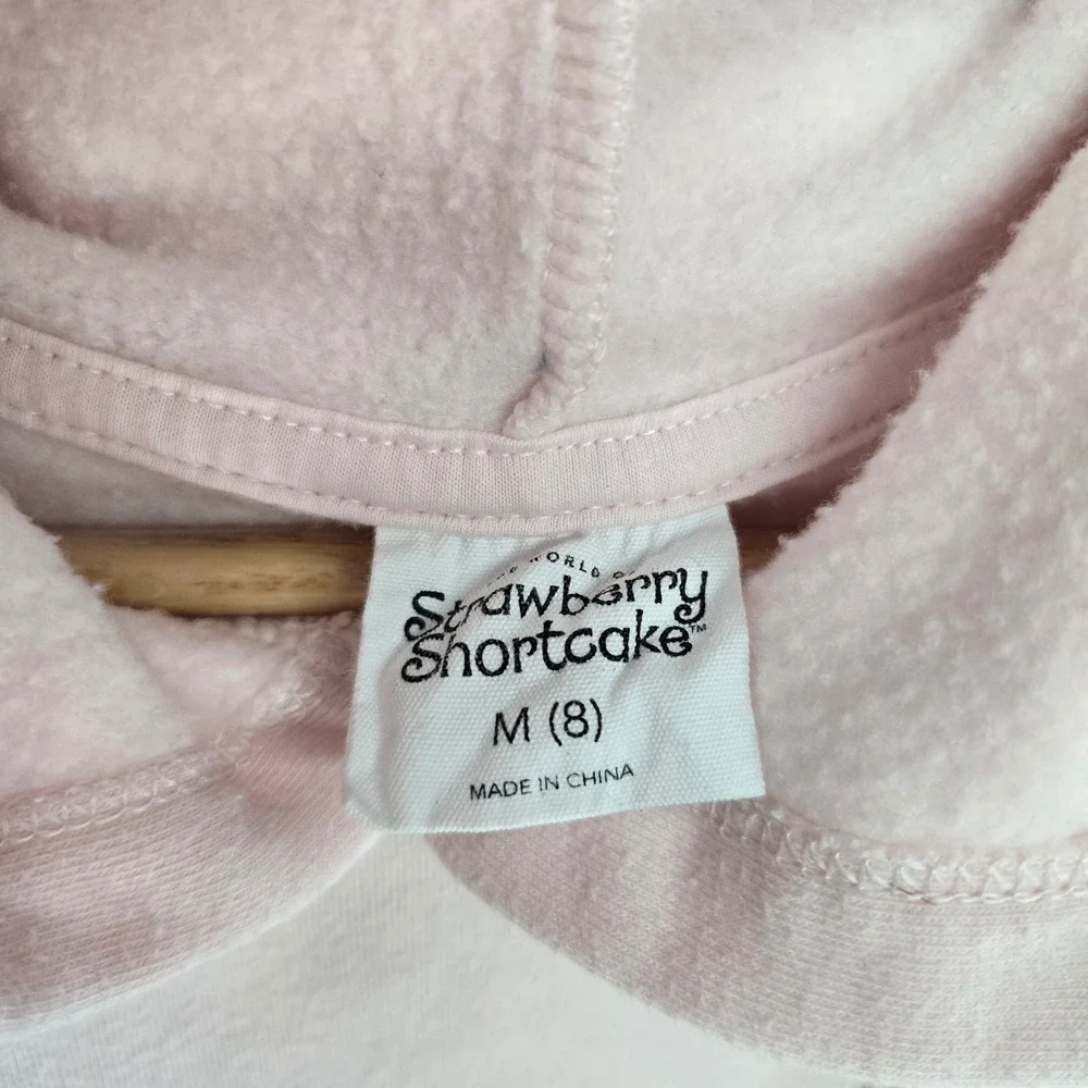Strawberry Shortcake Hoodie Girls Medium M 8 Pink Fleece Hooded Sweatshirt